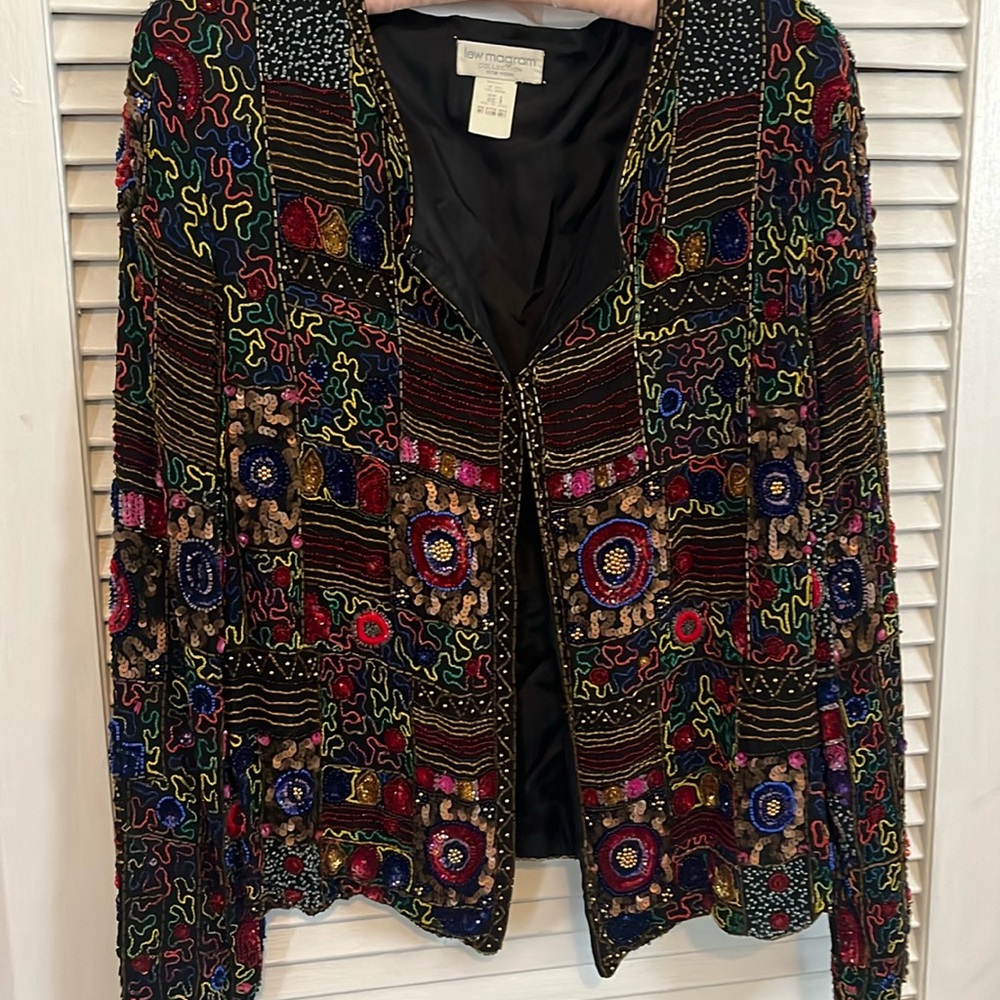 Sequin and beaded jacket Lew Magram size 8